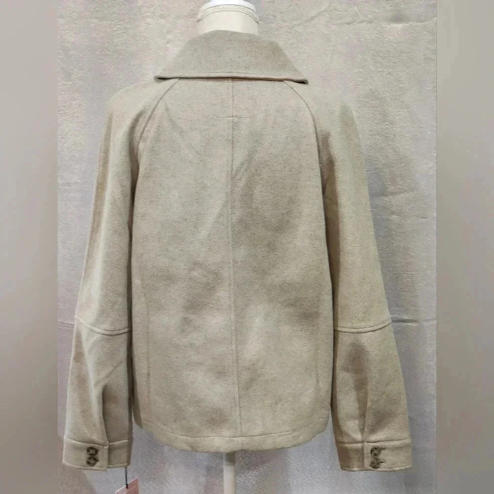 Avec Les Filles Women's zip front aviator jacket oatmeal size Medium New - Picture 6 of 9